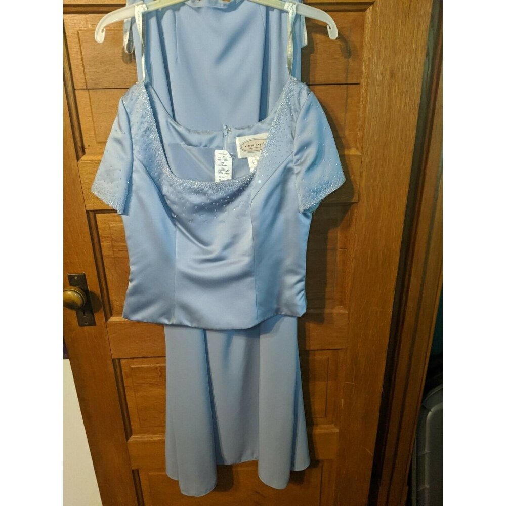 Alfred Angelo Size 10 Cornflower Blue Top Skirt Shirt Beaded NWT